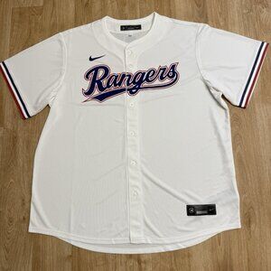 NIKE TEXAS RANGERS TEAM JERSEY MLB BASEBALL MENS XL WHITE BUTTON UP GAME DAY